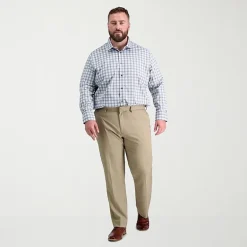 Haggar Premium Comfort Mens Comfort Waistband Straight Fit Big and Tall Dress Flat Front Pant