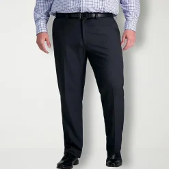 Haggar Premium Comfort Mens Comfort Waistband Straight Fit Big and Tall Dress Flat Front Pant