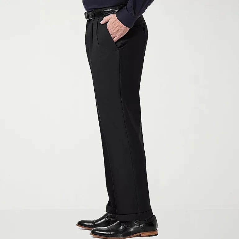 Haggar Premium Comfort Mens Cuffed Classic Fit Dress Pleated Pant