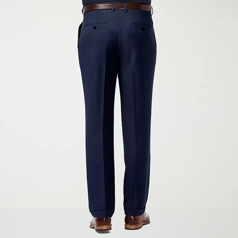 Haggar Premium Comfort Mens Cuffed Classic Fit Dress Pleated Pant