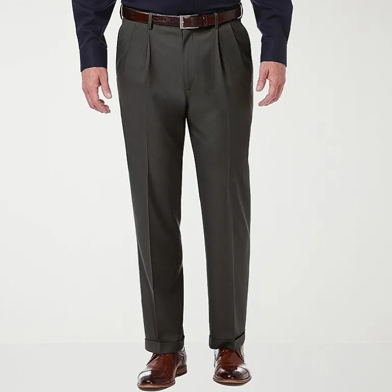 Haggar Premium Comfort Mens Cuffed Classic Fit Dress Pleated Pant
