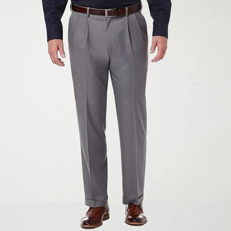 Haggar Premium Comfort Mens Cuffed Classic Fit Dress Pleated Pant