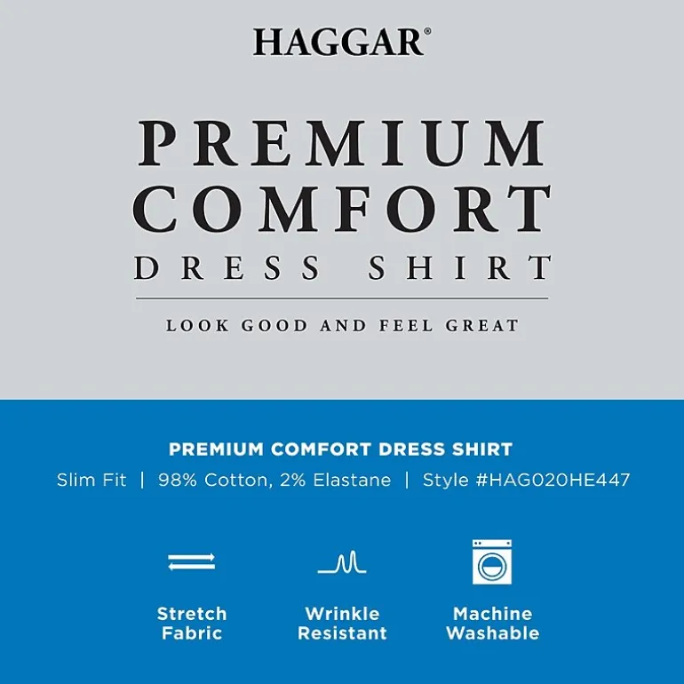Haggar Premium Comfort Mens Slim Fit Long Sleeve Dress Shirt