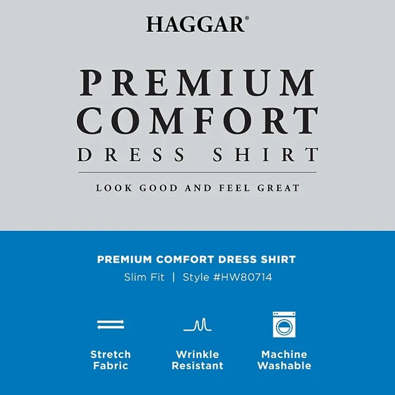 Haggar Premium Comfort Mens Slim Fit Long Sleeve Dress Shirt