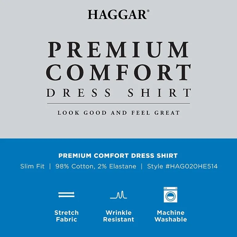 Haggar Premium Comfort Mens Slim Fit Long Sleeve Dress Shirt