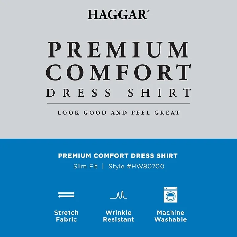 Haggar Premium Comfort Mens Slim Fit Long Sleeve Dress Shirt