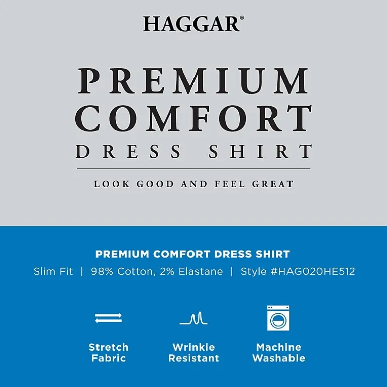 Haggar Premium Comfort Mens Slim Fit Long Sleeve Dress Shirt