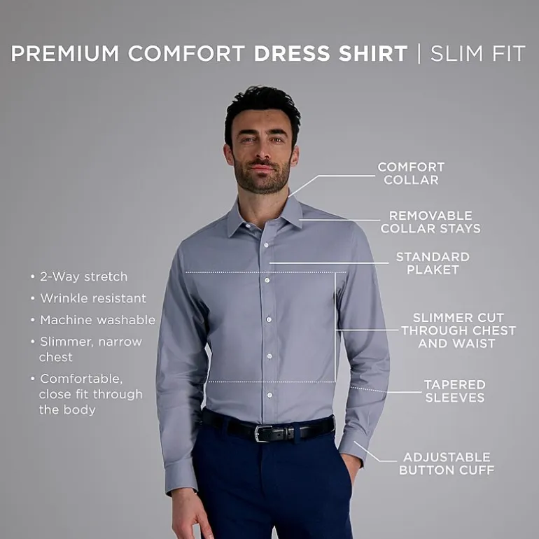 Haggar Premium Comfort Mens Slim Fit Long Sleeve Dress Shirt