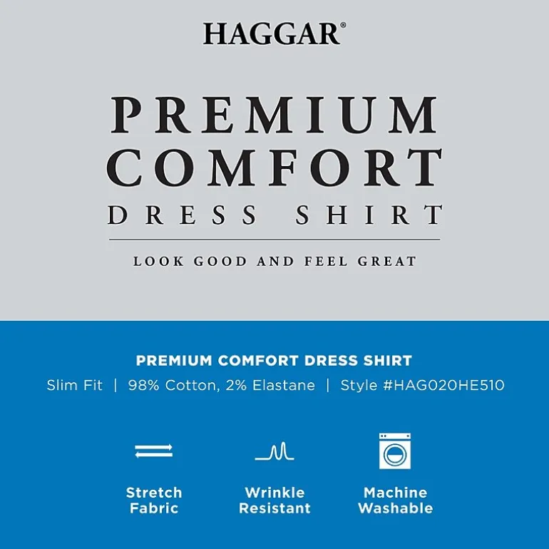 Haggar Premium Comfort Mens Slim Fit Long Sleeve Dress Shirt