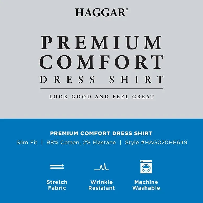 Haggar Premium Comfort Mens Slim Fit Long Sleeve Dress Shirt