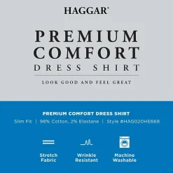 Haggar Premium Comfort Mens Slim Fit Easy Care Long Sleeve Dress Shirt