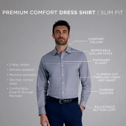 Haggar Premium Comfort Mens Slim Fit Easy Care Long Sleeve Dress Shirt