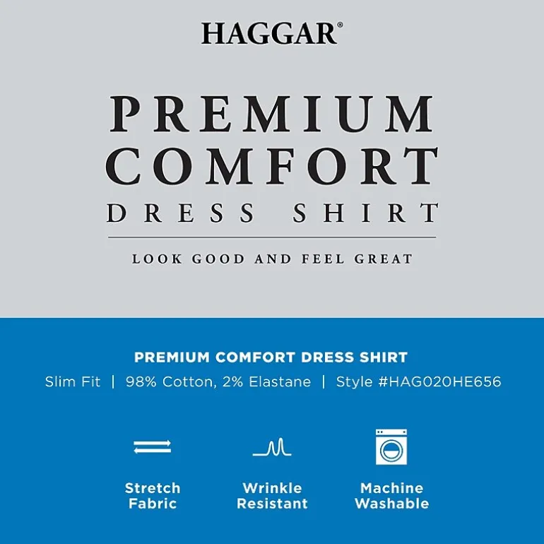 Haggar Premium Comfort Mens Slim Fit Easy Care Long Sleeve Dress Shirt