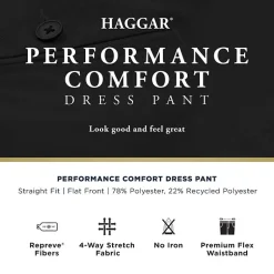 Haggar Premium Comfort Mens Straight Fit Dress Flat Front Pant