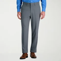 Haggar Premium Comfort Tonal Windowpane Mens Comfort Waistband Straight Fit Dress Flat Front Pant