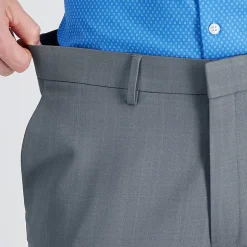 Haggar Premium Comfort Tonal Windowpane Mens Comfort Waistband Straight Fit Dress Flat Front Pant