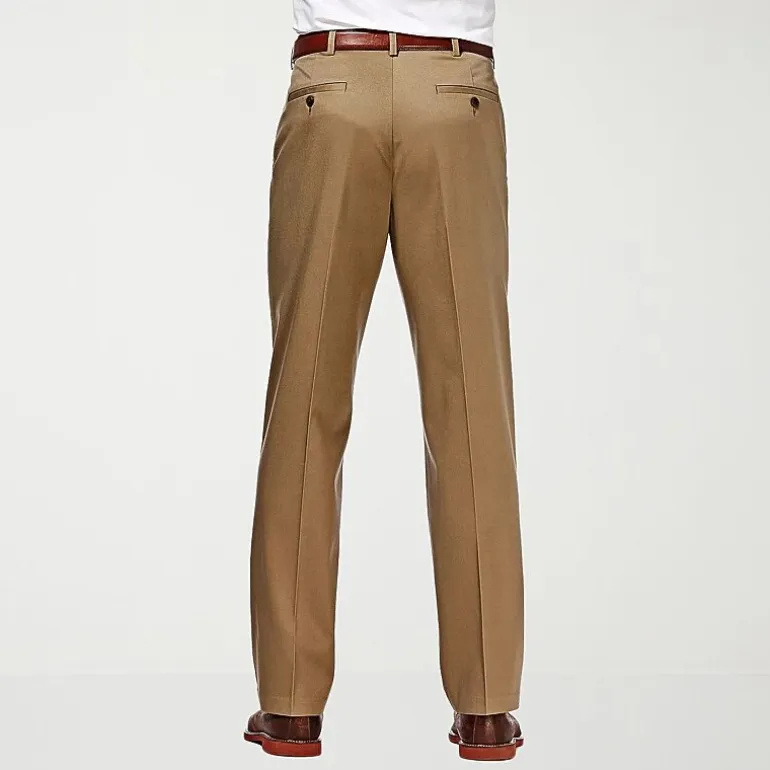Haggar Premium No Iron Khaki Mens Classic Fit Flat Front Pant