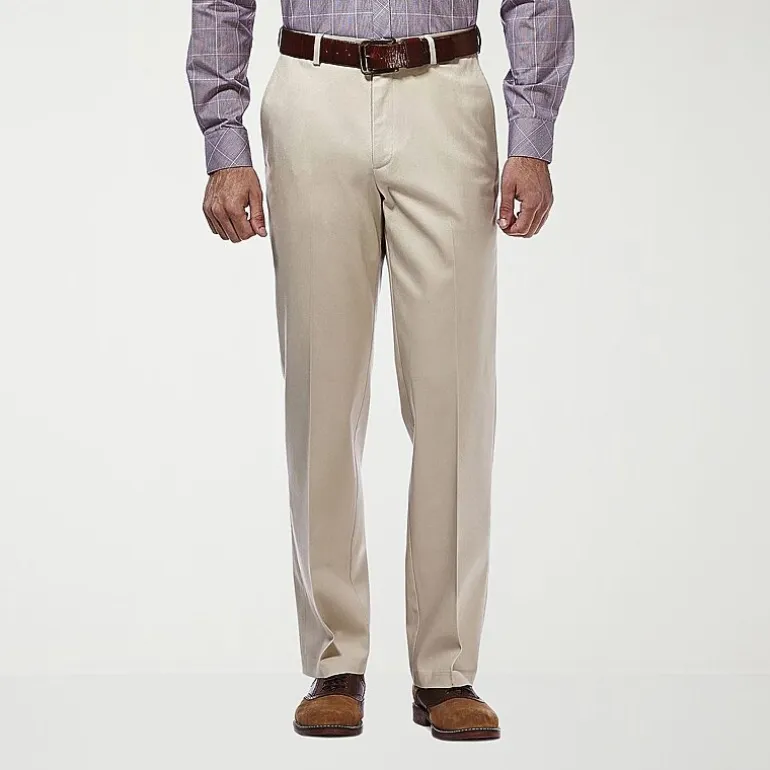 Haggar Premium No Iron Khaki Mens Classic Fit Flat Front Pant