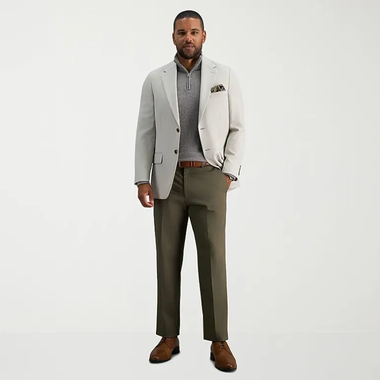 Haggar Premium No Iron Khaki Mens Classic Fit Flat Front Pant