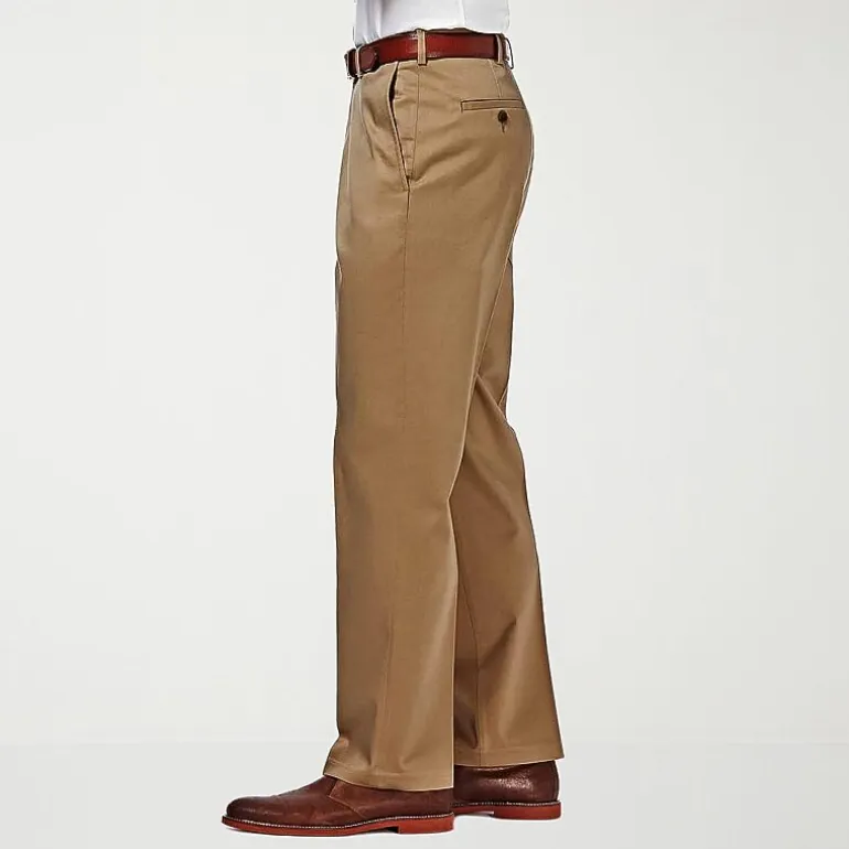 Haggar Premium No Iron Khaki Mens Classic Fit Flat Front Pant