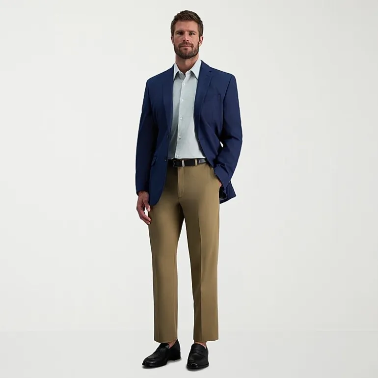 Haggar Premium No Iron Khaki Mens Classic Fit Flat Front Pant