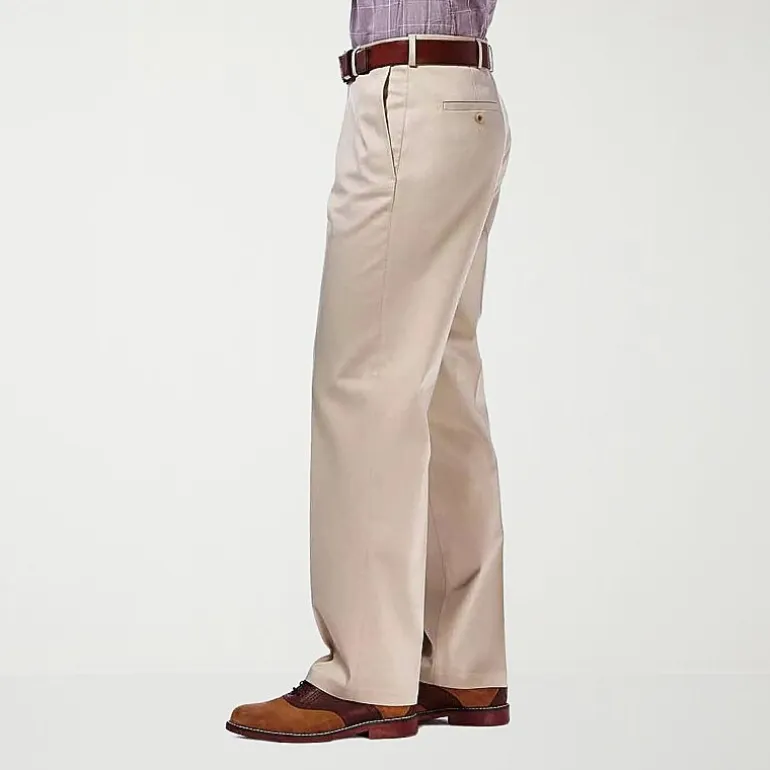 Haggar Premium No Iron Khaki Mens Classic Fit Flat Front Pant