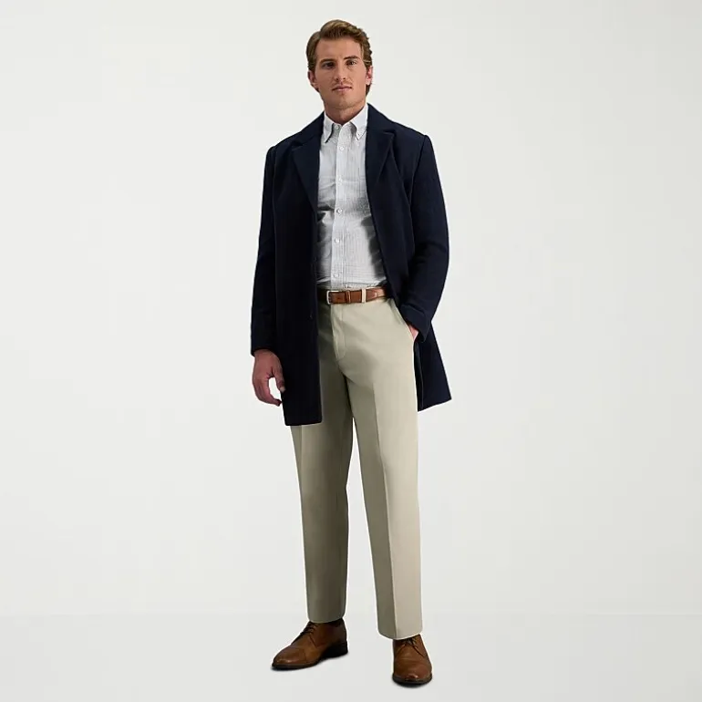 Haggar Premium No Iron Khaki Mens Classic Fit Flat Front Pant