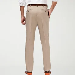 Haggar Premium No Iron Khaki Mens Classic Fit Pleated Pant