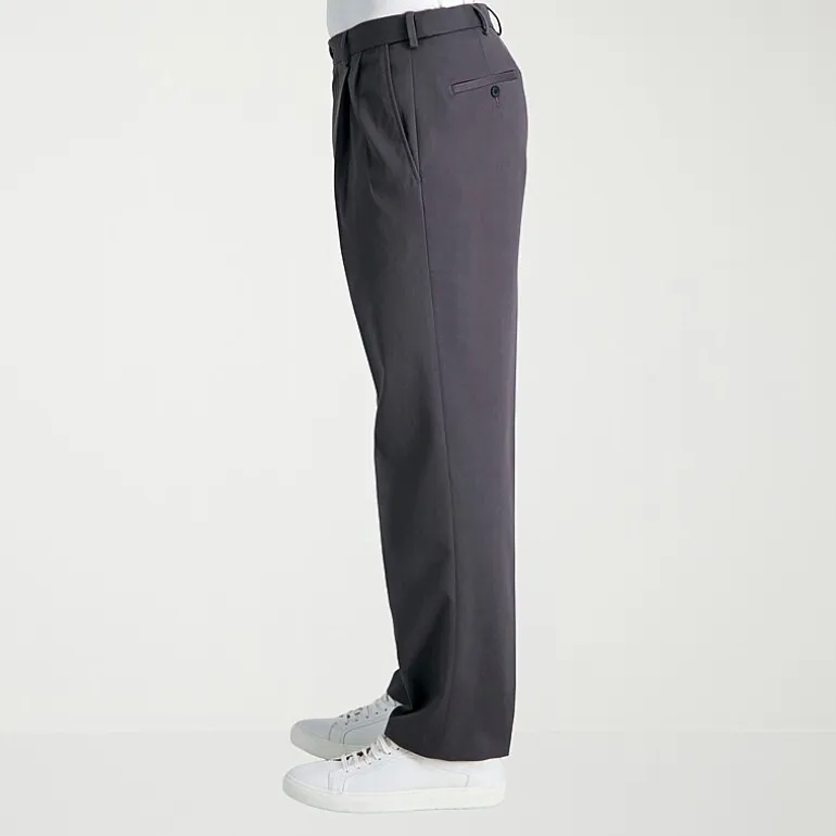 Haggar Premium No Iron Khaki Mens Classic Fit Pleated Pant