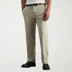 Haggar Premium No Iron Khaki Mens Comfort Waistband Slim Fit Flat Front Pant