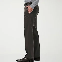 Haggar Premium No Iron Khaki Mens Comfort Waistband Straight Fit Flat Front Pant