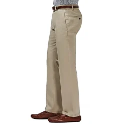 Haggar Premium No Iron Khaki Mens Comfort Waistband Slim Fit Flat Front Pant
