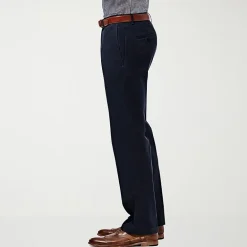 Haggar Premium No Iron Khaki Mens Comfort Waistband Slim Fit Flat Front Pant