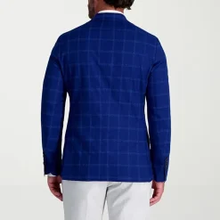 Haggar Slub Windowpane Mens Plaid Stretch Fabric Slim Fit Sport Coat