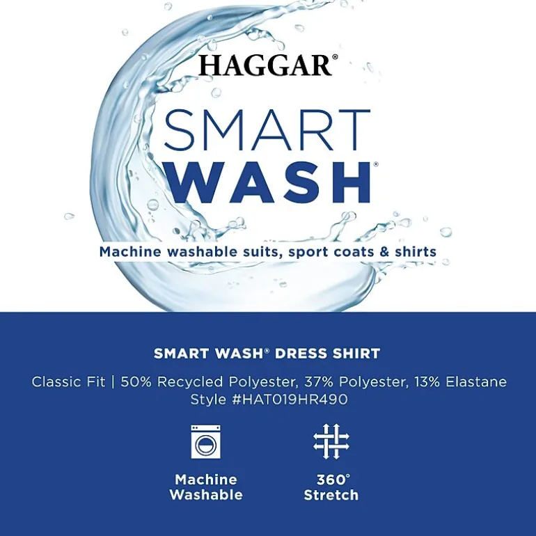 Haggar Smart Wash Mens Classic Fit Easy Care Long Sleeve Dress Shirt