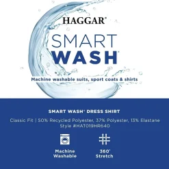 Haggar Smart Wash Mens Classic Fit Easy Care Long Sleeve Dress Shirt
