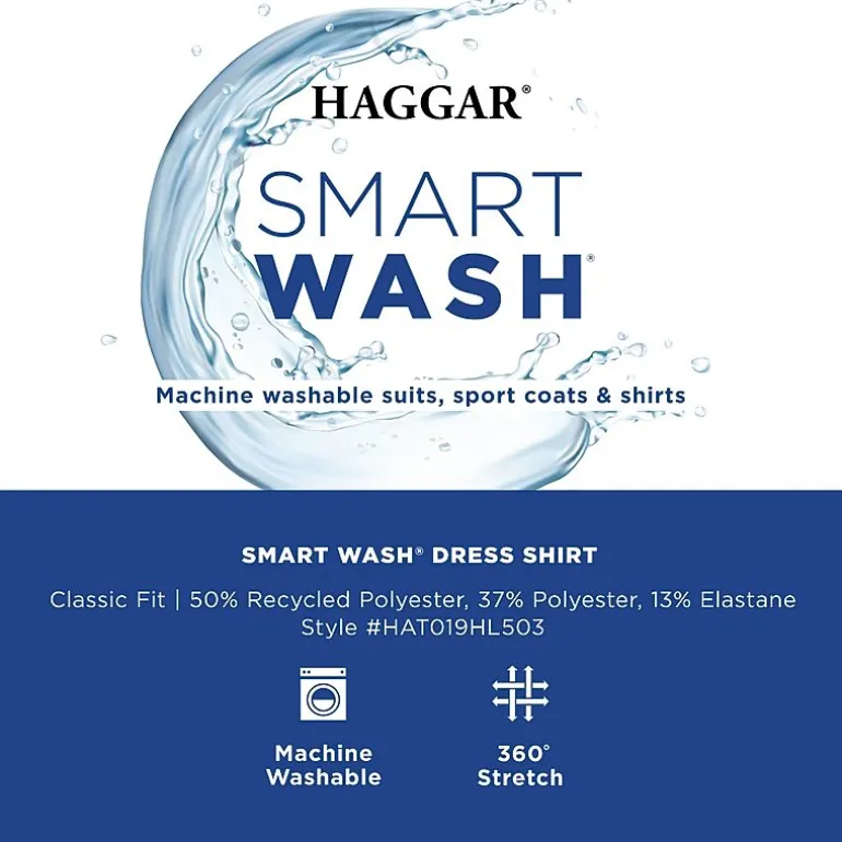 Haggar Smart Wash Mens Classic Fit Easy Care Long Sleeve Dress Shirt