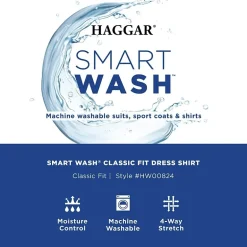 Haggar Smart Wash Mens Classic Fit Easy Care Long Sleeve Dress Shirt