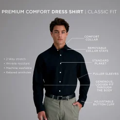 Haggar Smart Wash Mens Classic Fit Easy Care Long Sleeve Dress Shirt