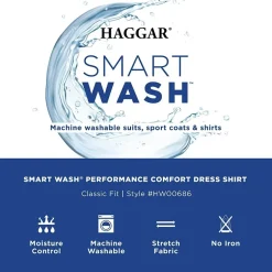 Haggar Smart Wash Mens Classic Fit Easy Care Long Sleeve Dress Shirt