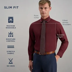 Haggar Smart Wash Mens Slim Fit Easy Care Long Sleeve Dress Shirt