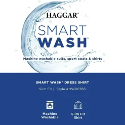 Haggar Smart Wash Mens Slim Fit Easy Care Long Sleeve Dress Shirt