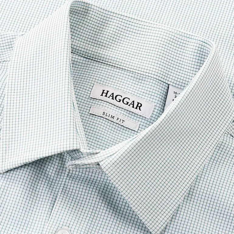 Haggar Smart Wash Mens Slim Fit Easy Care Long Sleeve Dress Shirt