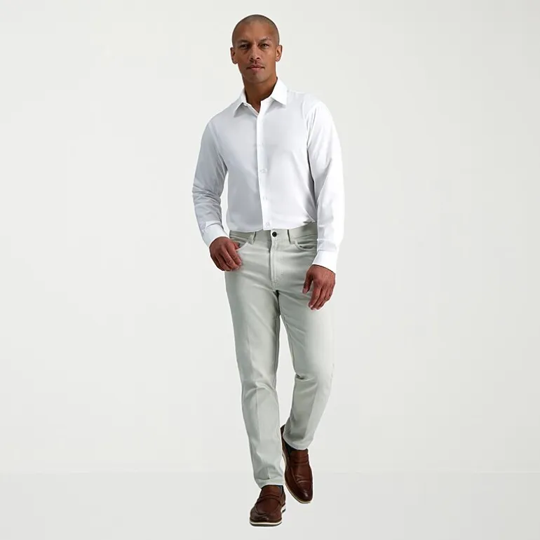 Haggar Smart Wash Mens Slim Fit Easy Care Long Sleeve Dress Shirt