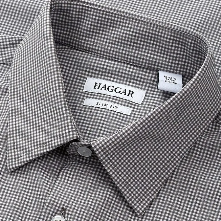 Haggar Smart Wash Mens Slim Fit Easy Care Long Sleeve Dress Shirt