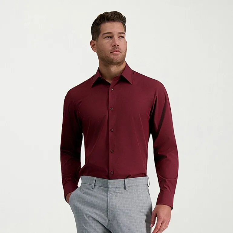 Haggar Smart Wash Mens Slim Fit Easy Care Long Sleeve Dress Shirt