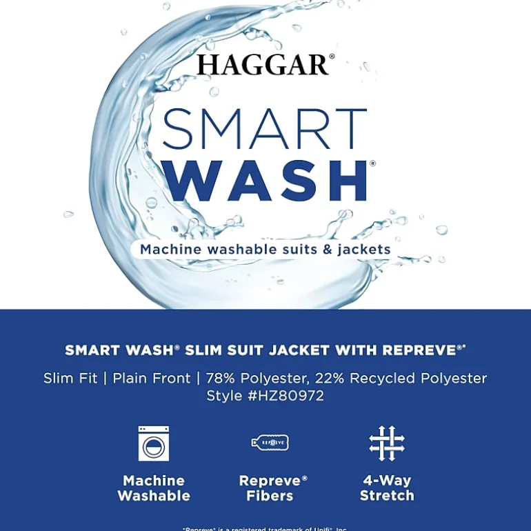Haggar Smart Wash™ With Repreve Tech Suit™ Mens Stretch Fabric Slim Fit Suit Separates