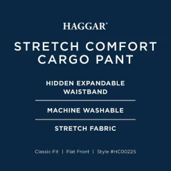 Haggar Stretch Comfort Cargo Mens Stretch Fabric Classic Fit Cargo Pant