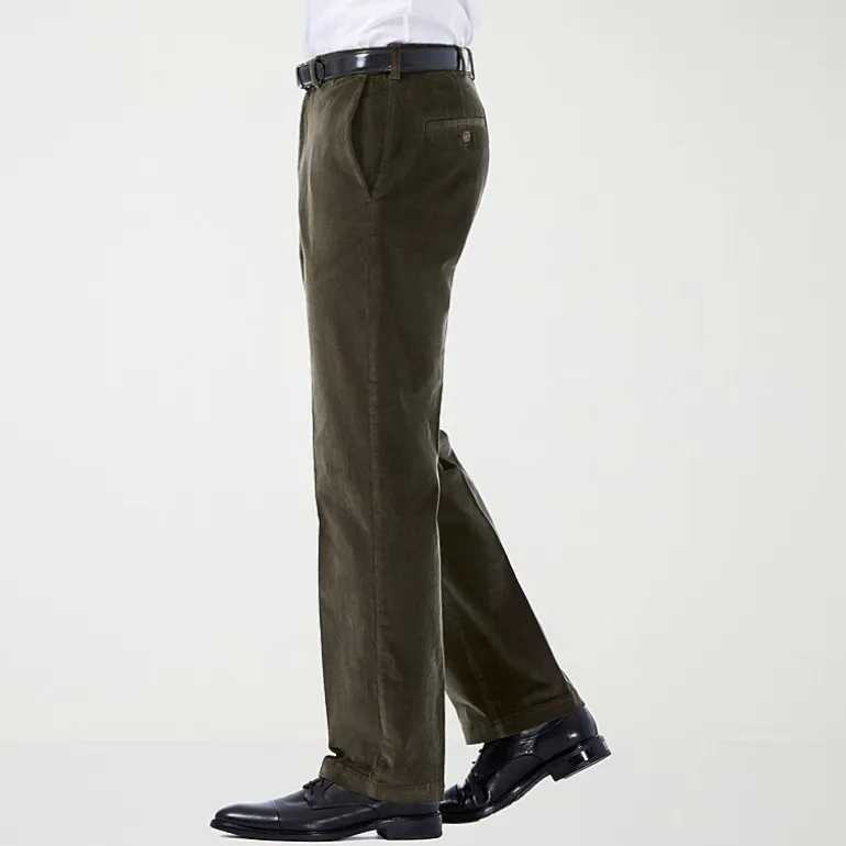 Haggar Stretch Corduroy Mens Classic Fit Flat Front Pant