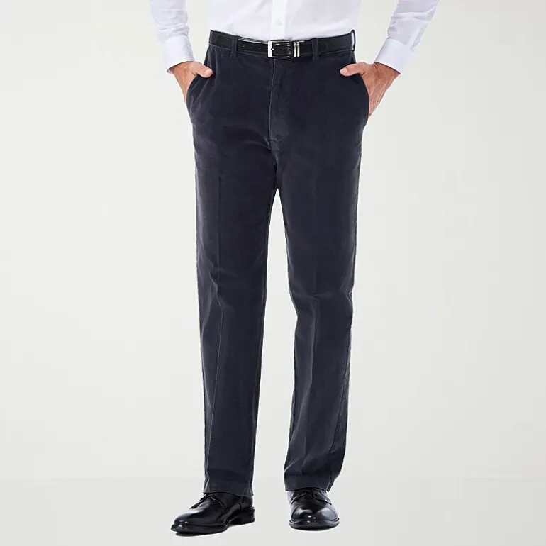 Haggar Stretch Corduroy Mens Classic Fit Flat Front Pant